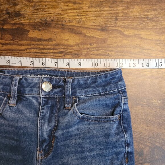 American Eagle Jeans 00 R Hi Rise Jegging 360 Next Level Stretch Medium Dark - Picture 7 of 11